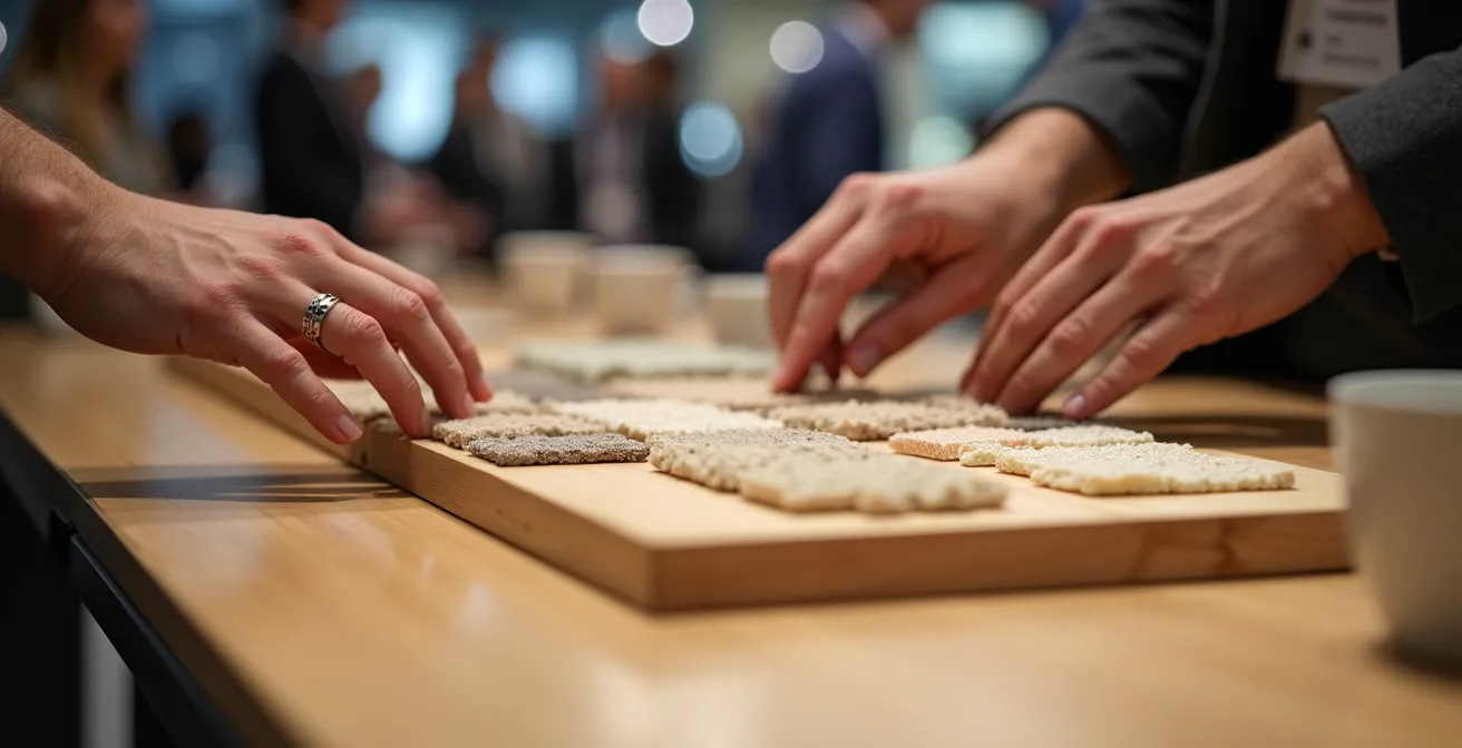Interactive startup booth with sensory elements and local Canadian touches