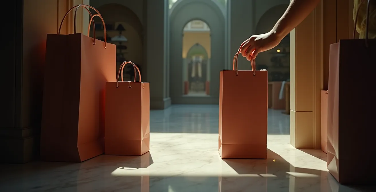 Elegant boutique interior showing seasonal merchandise transition