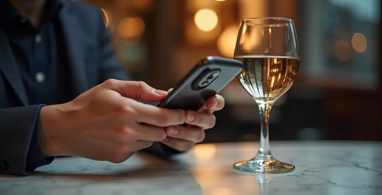 Hands holding a smartphone showing restaurant availability notifications