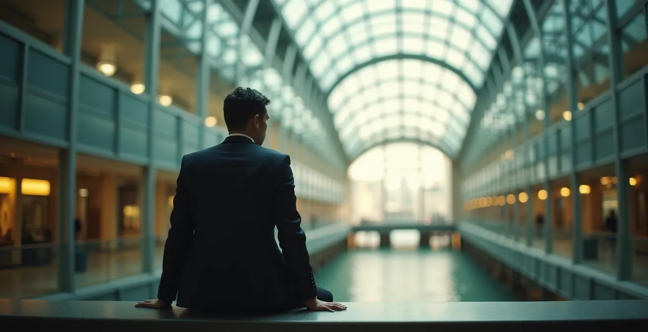 Professional taking a mindfulness break in Toronto's financial district