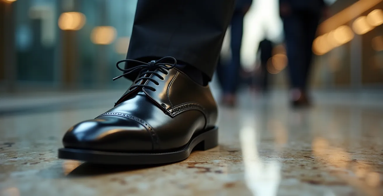 Business professional navigating Toronto PATH system in winter attire